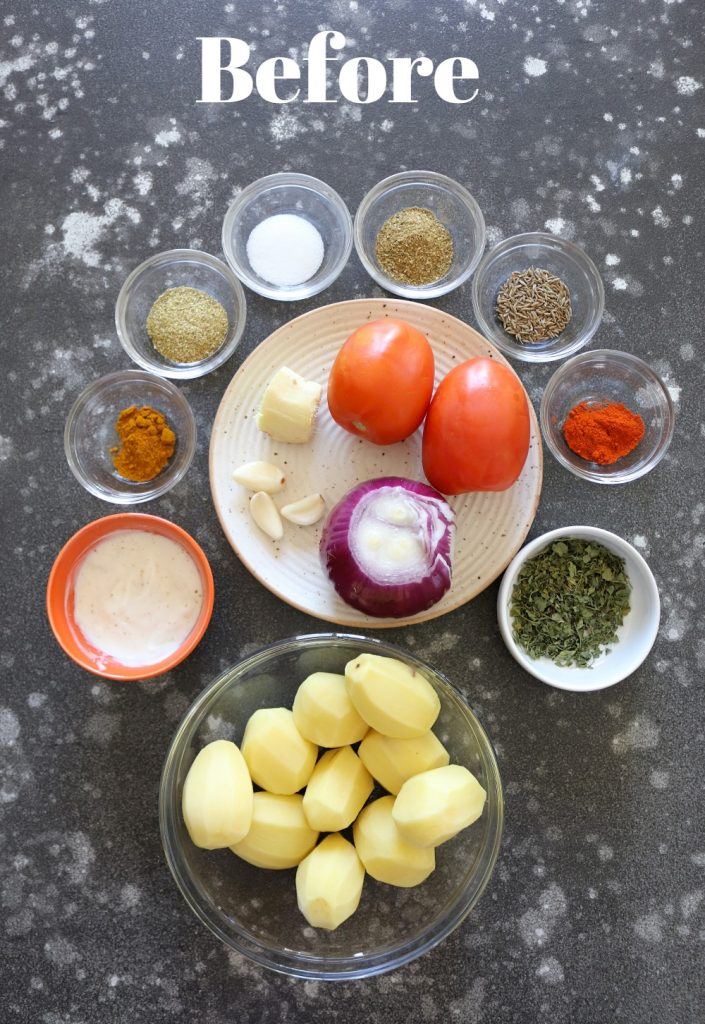 Instant Pot Dum aloo Ingredients Picture - Ruchiskitchen