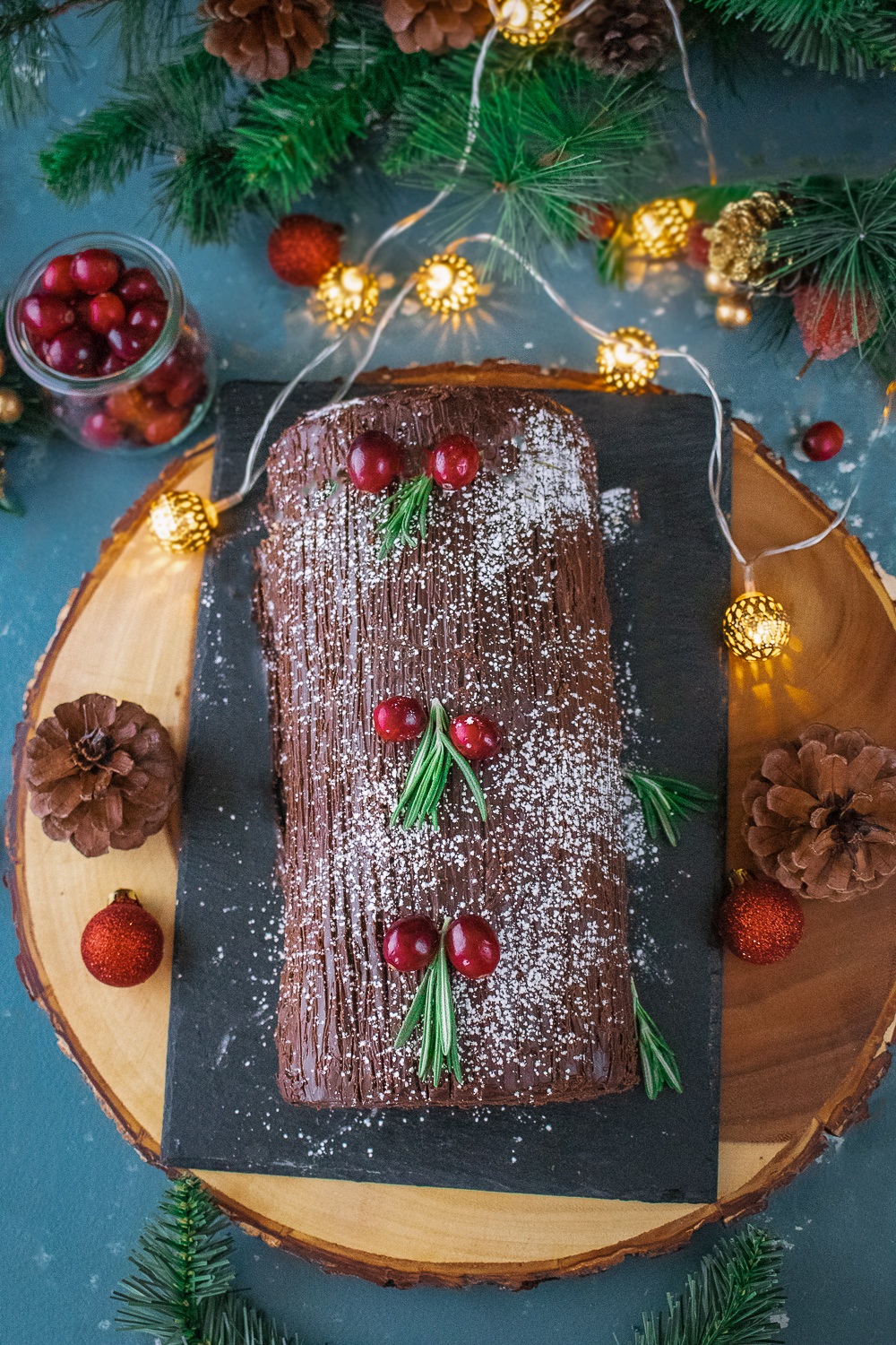 Decorated Yule cake