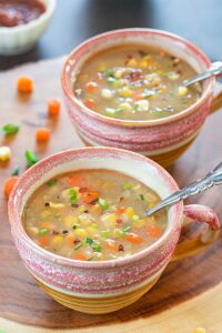 Sweet corn Indian soup in a bowl