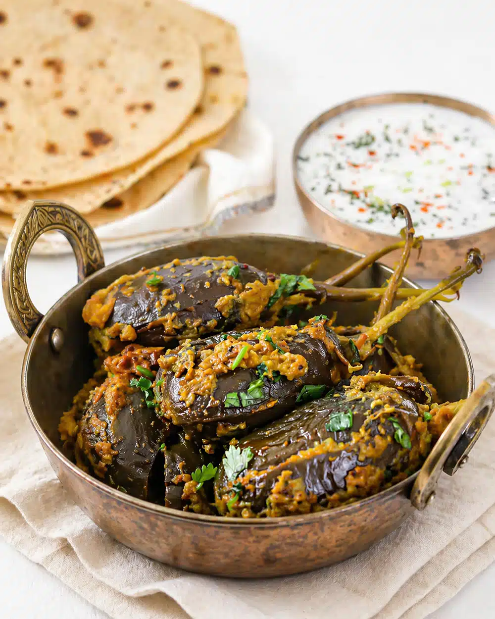 Instant Pot Bharwan Baingan stuffed baby eggplants cooked in rich Indian masala
