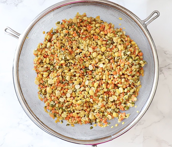 Drain the rinsed lentils