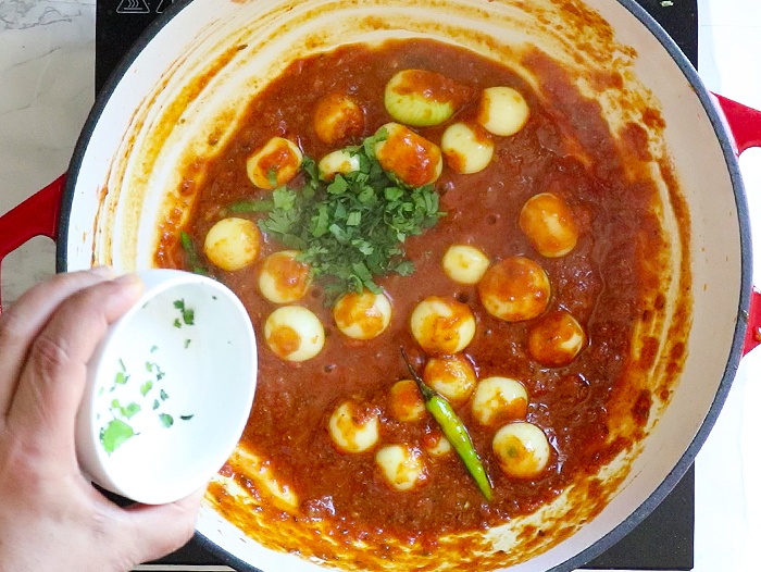 Add cilantro and chilies