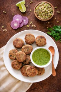 Sprouted Moong dal Tikki on a plate