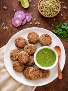 Sprouted Moong dal Tikki on a plate