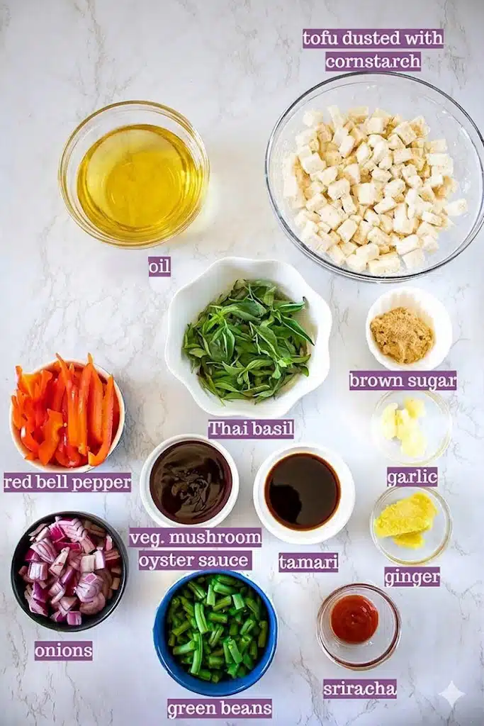 Thai Basil Tofu Stir fry Ingredient list