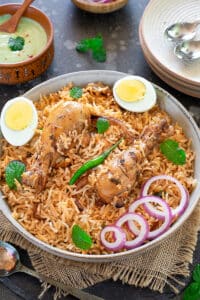 Chicken Biryani on a plate