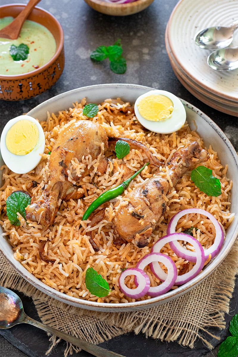 Chicken Biryani on a plate