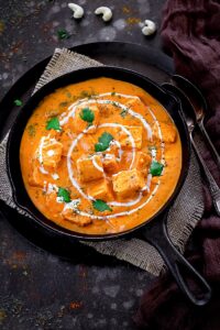 Paneer makhanwala in a black pan