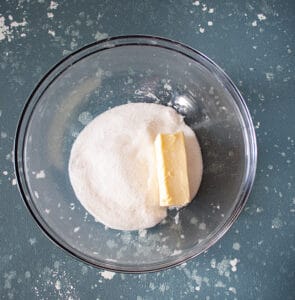 Cream butter + sugar