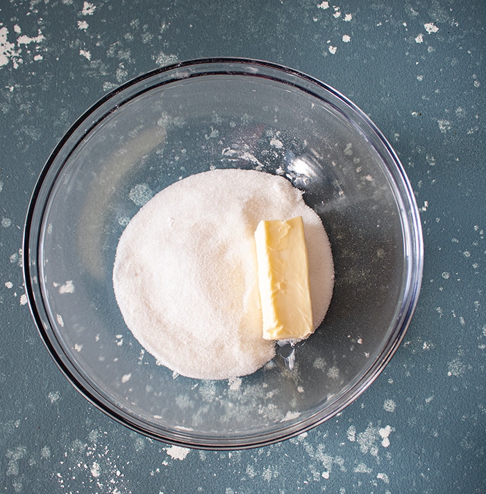 Cream butter + sugar