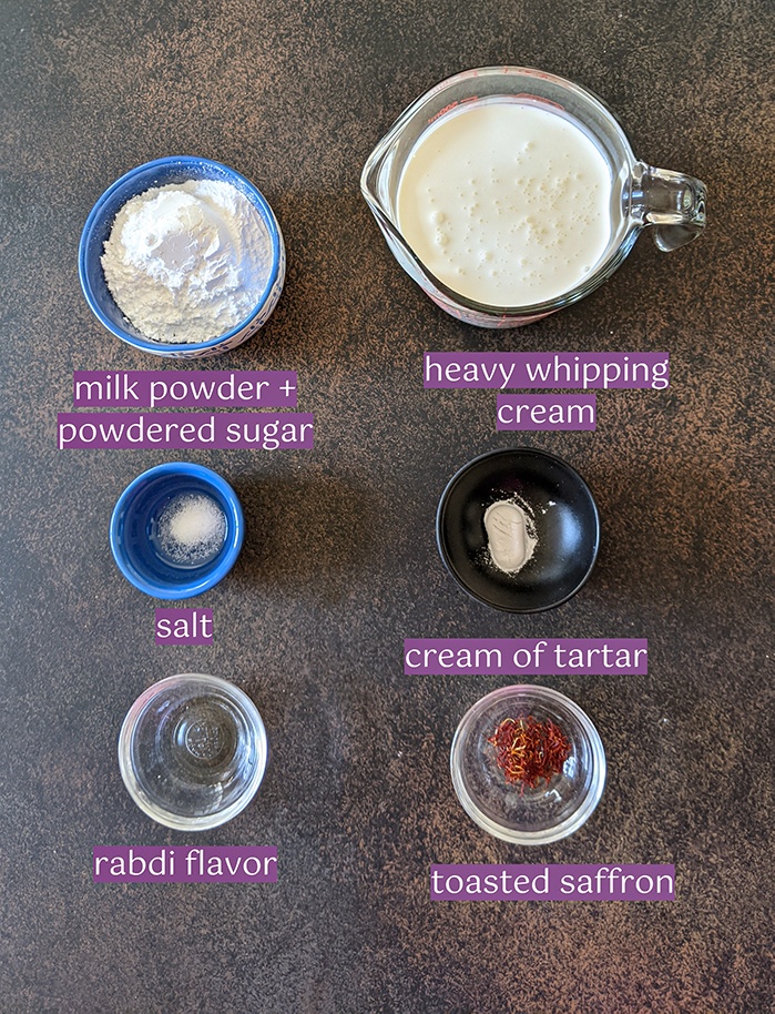Ingredients for Rabdi mousse