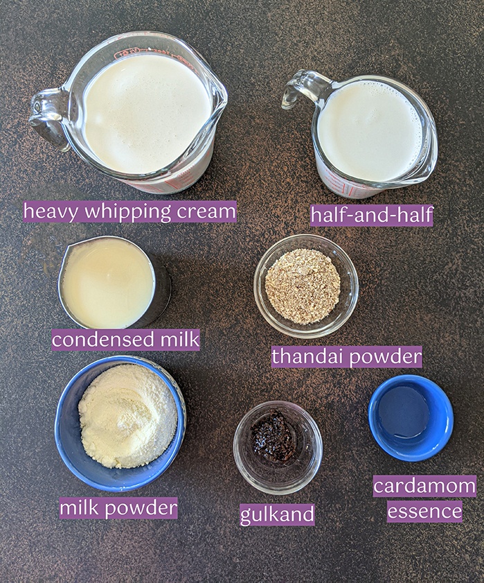 Thandai Gulkand Ice cream ingredients
