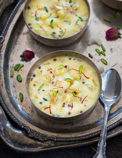Makhane Ki Kheer served in a bowl with dry nuts