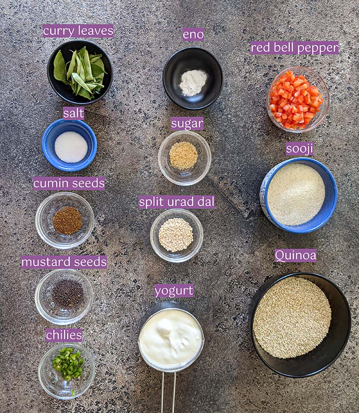 Ingredient list for Instant Quinoa Idli