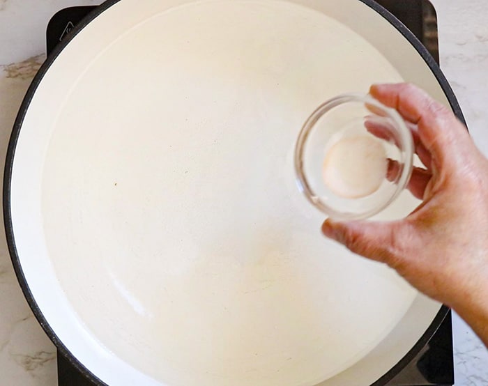 Add water to the pan
