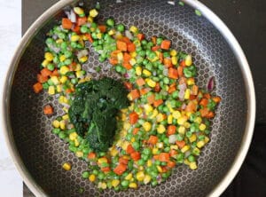 Add blanched spinach