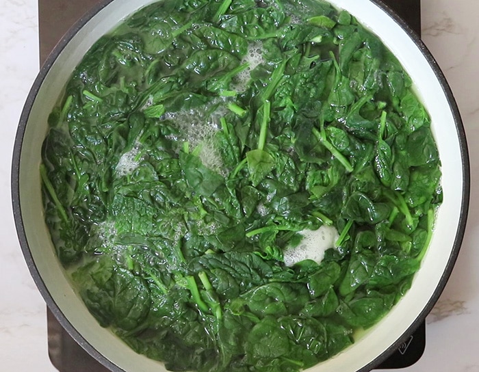 Blanch the spinach