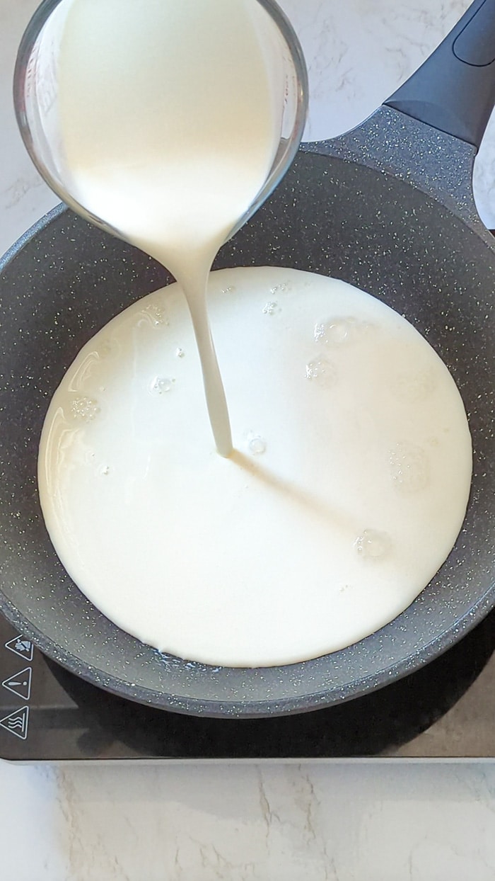 Add milk to the pan