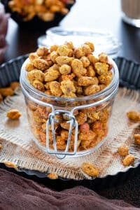 Achari Masala Peanuts in a storage Jar