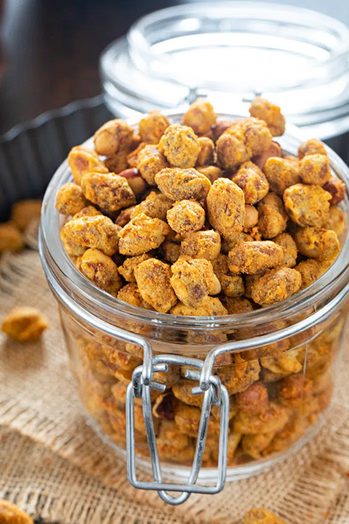 Spicy Peanuts in a canning Jar
