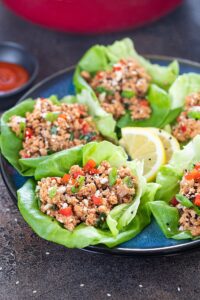 Asian Chicken Lettuce Wraps on a plate