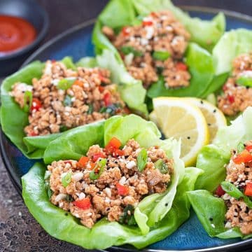 Asian Chicken Lettuce Wraps on a plate