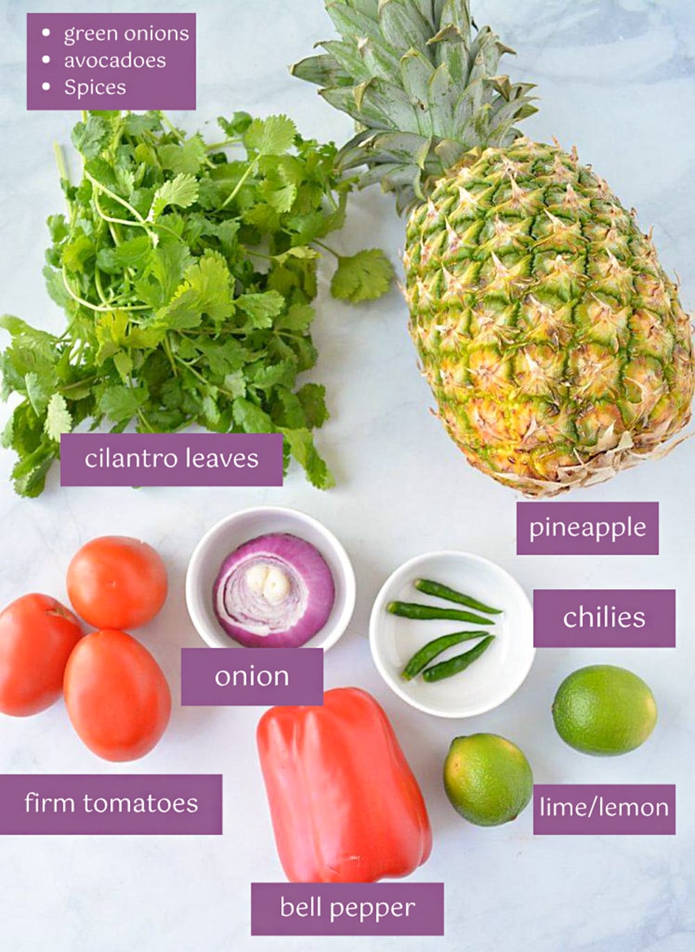 Ingredient list for Pineapple salsa