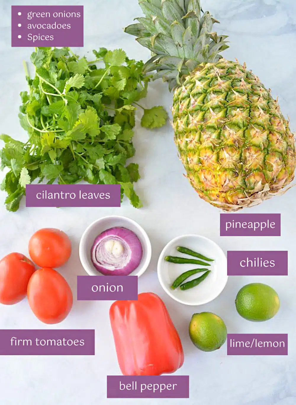 Ingredient list for Pineapple salsa