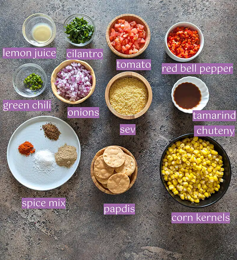 ingredient list for corn chaat